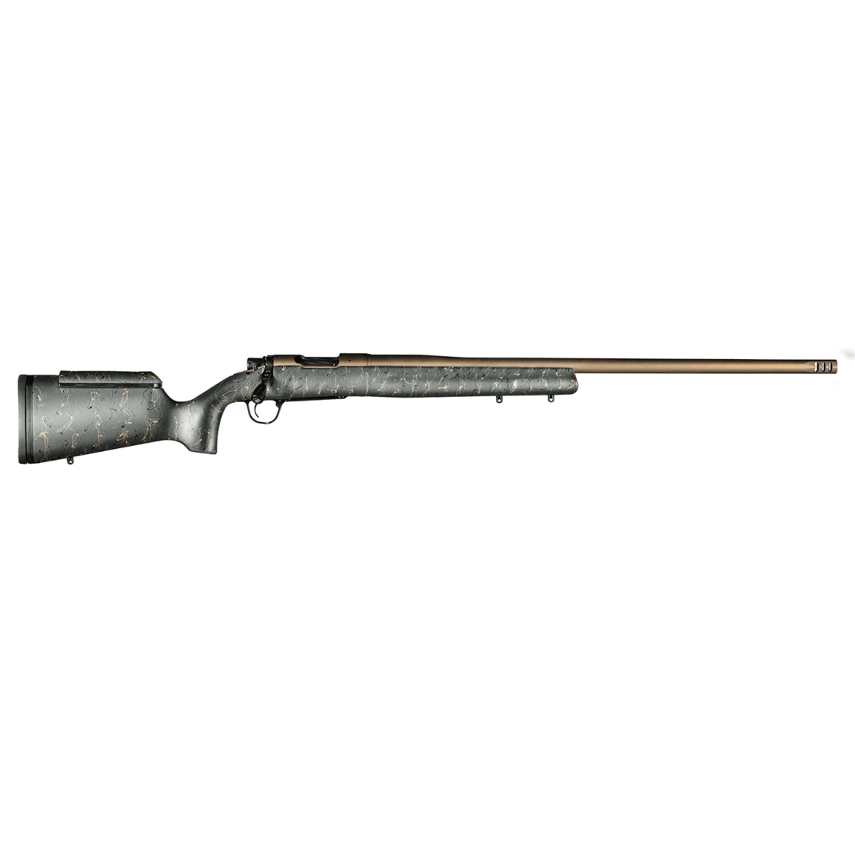 Christensen Arms Mesa Long Range Full Size 6.5 PRC Rifle with 26" Burnt Bronze Cerakote Barrel, Green w/Black/Tan Webbing Fixed Long Range Stock - 8010201200 Christensen Arms Mesa Long Range Full Size 6.5 PRC Rifle with 26" Burnt Bronze Cerakote Barrel, Green w/Black/Tan Webbing Fixed Long Range Stock - 8010201200