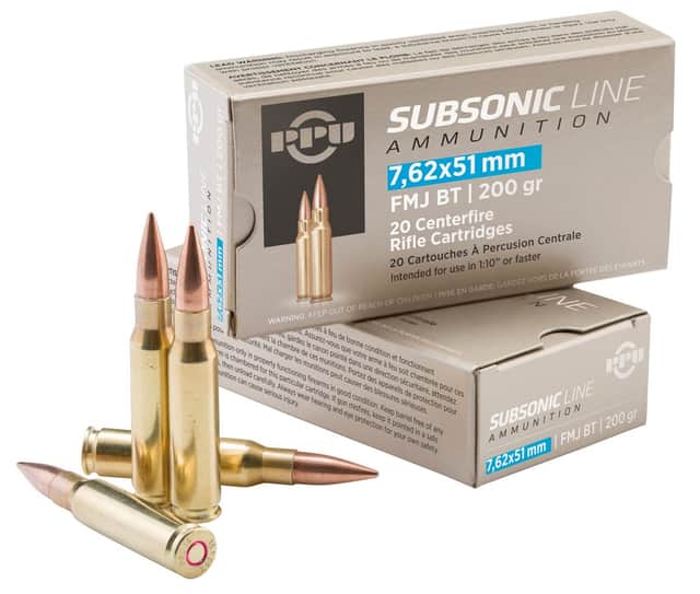 PPU Subsonic 7.62x51mm NATO 200 gr Full Metal Jacket Boat Tail - PPS762 PPU Subsonic 7.62x51mm NATO 200 gr Full Metal Jacket Boat Tail - PPS762