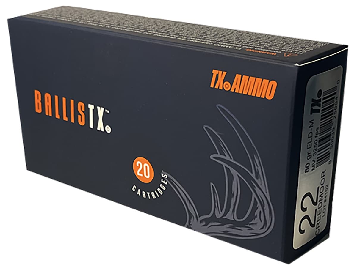 Texas Ammo Inc BallisTX 22 Creedmoor 80 gr Extremely Low Drag Match - RTXA22C80ELDM Texas Ammo Inc BallisTX 22 Creedmoor 80 gr Extremely Low Drag Match - RTXA22C80ELDM