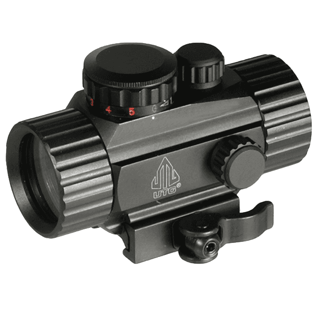UTG 3.8" ITA Red/Green Circle Dot Sight - Black Hardcoat Anodized, 1x38mm, 4 MOA/62 MOA Red/Green Dual Illuminated Circle Dot - SCPRG40CDQ UTG 3.8" ITA Red/Green Circle Dot Sight - Black Hardcoat Anodized, 1x38mm, 4 MOA/62 MOA Red/Green Dual Illuminated Circle Dot - SCPRG40CDQ