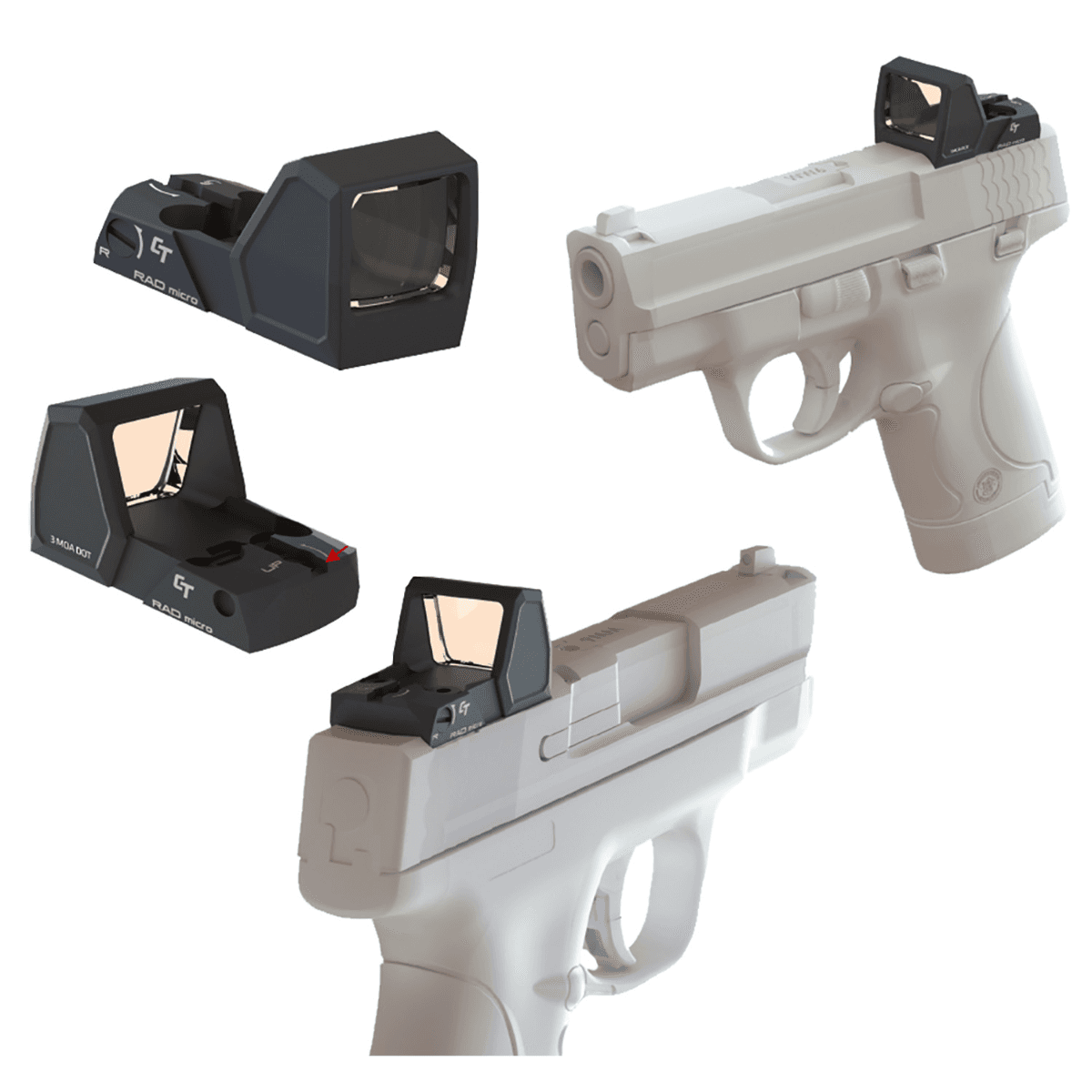 Crimson Trace RAD Micro - Matte Black, 1x, 3 MOA Red Dot Reticle, Compact/Sub-Compact Pistol, Features CT Radiant Ambient Light Sensor - 0101800 Crimson Trace RAD Micro - Matte Black, 1x, 3 MOA Red Dot Reticle, Compact/Sub-Compact Pistol, Features CT Radiant Ambient Light Sensor - 0101800