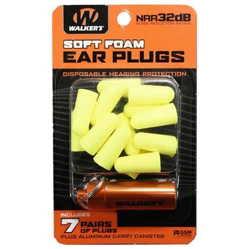 Walker's Soft Foam Ear Plugs (NRR 32dB) with Aluminum Carry Canister Package of 7 Pairs Walker's Soft Foam Ear Plugs (NRR 32dB) with Aluminum Carry Canister Package of 7 Pairs