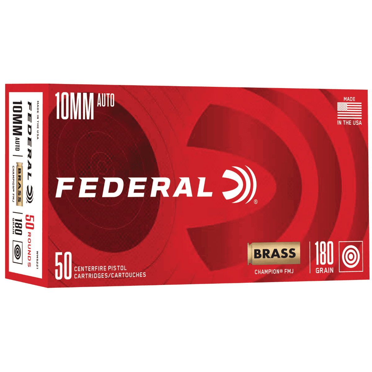 Federal Champion Training 10mm Auto 180 grain, 50 Per Box - WM5221 Federal Champion Training 10mm Auto 180 grain, 50 Per Box - WM5221