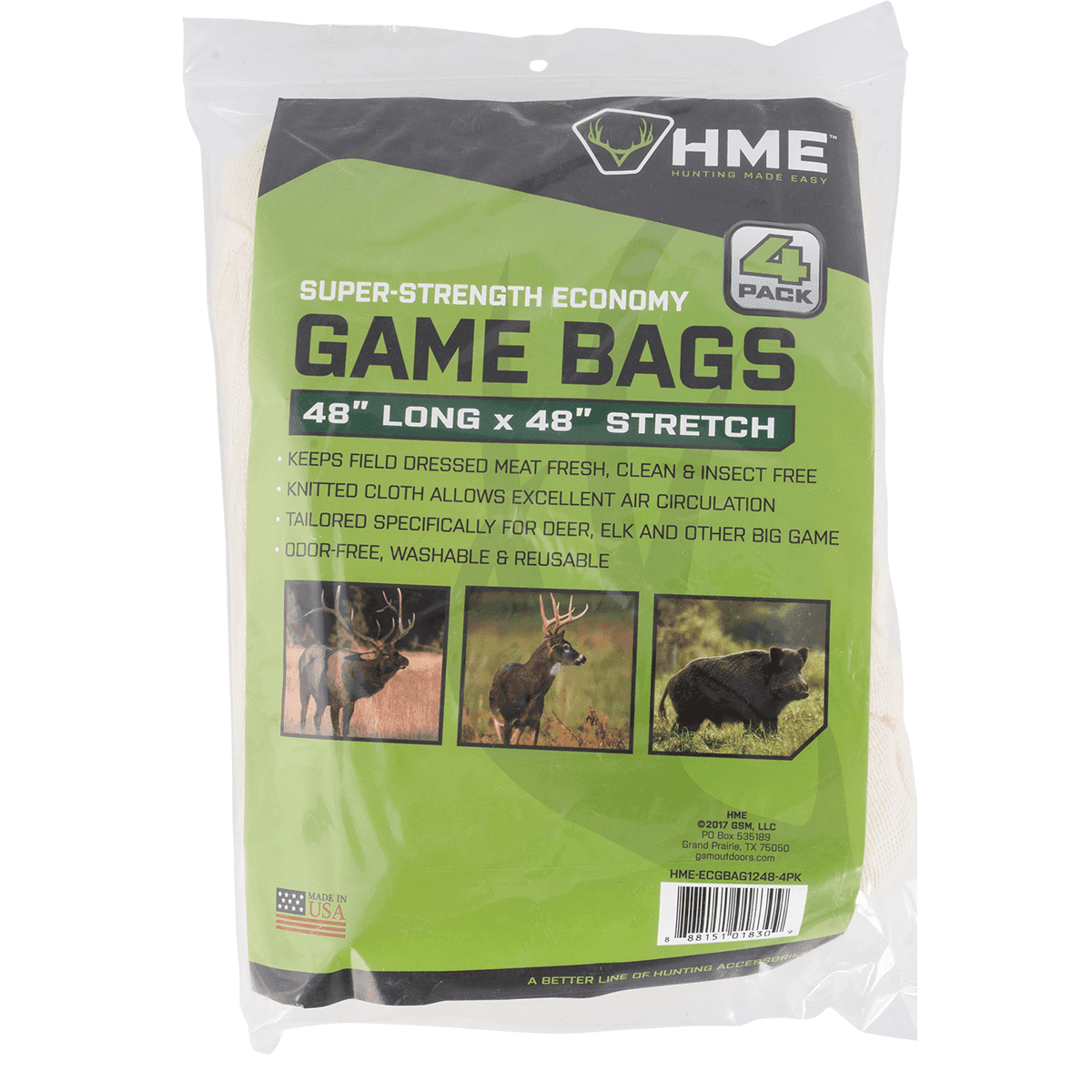 HME HMEECGBAG12 Econ Game Bag Odor-free Cloth, Washable, Reusable 12" x 48" 4 Pack HME HMEECGBAG12 Econ Game Bag Odor-free Cloth, Washable, Reusable 12" x 48" 4 Pack