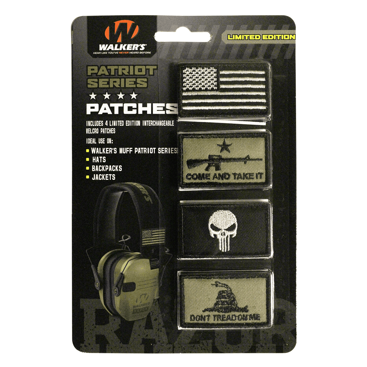 Walkers GXPPATKIT2 Patriot Muff Patch Kit American Flag Version Velcro Walkers GXPPATKIT2 Patriot Muff Patch Kit American Flag Version Velcro