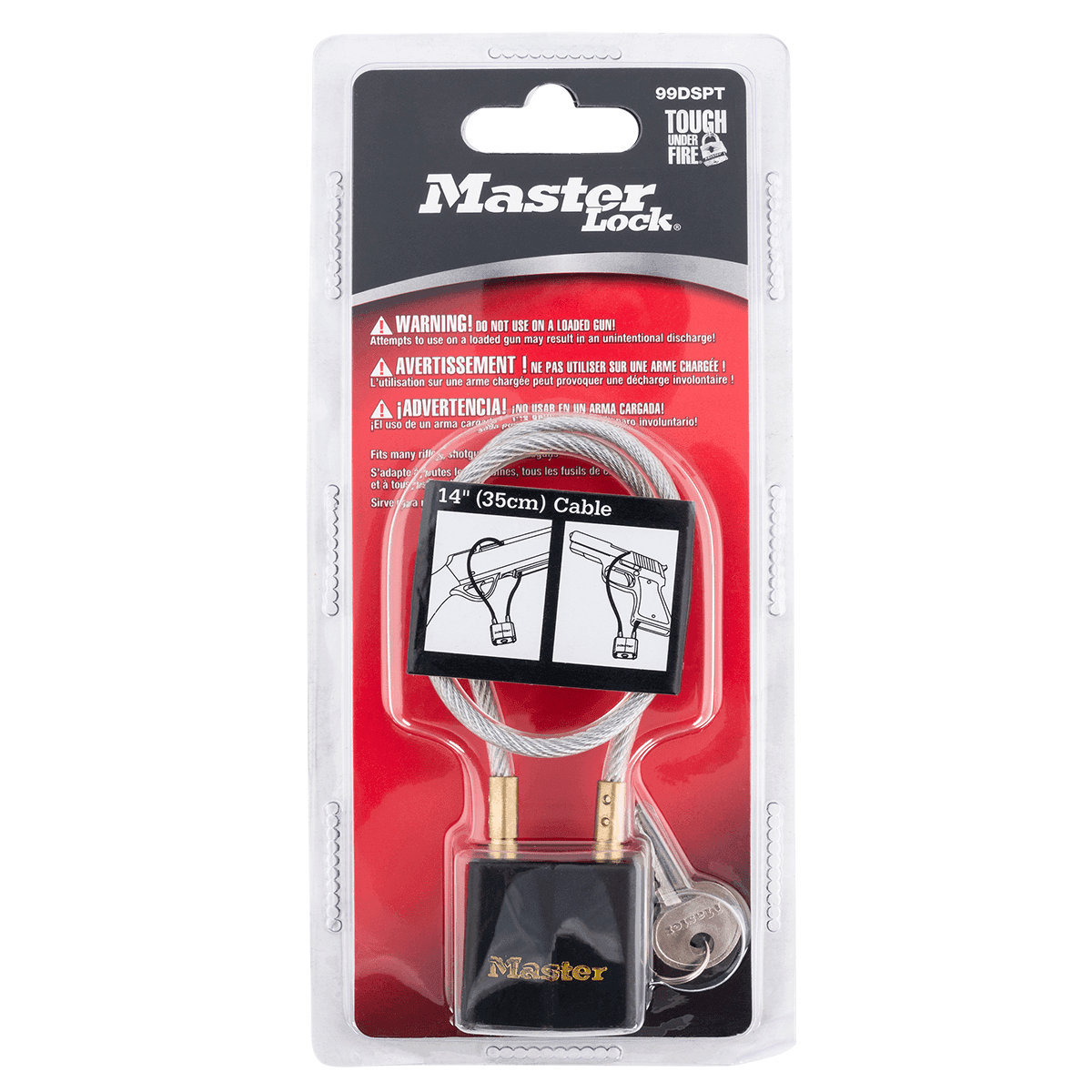 Master Lock 99DSPT Cable Lock Open With Key Black & Gold Steel 14" Master Lock 99DSPT Cable Lock Open With Key Black & Gold Steel 14"