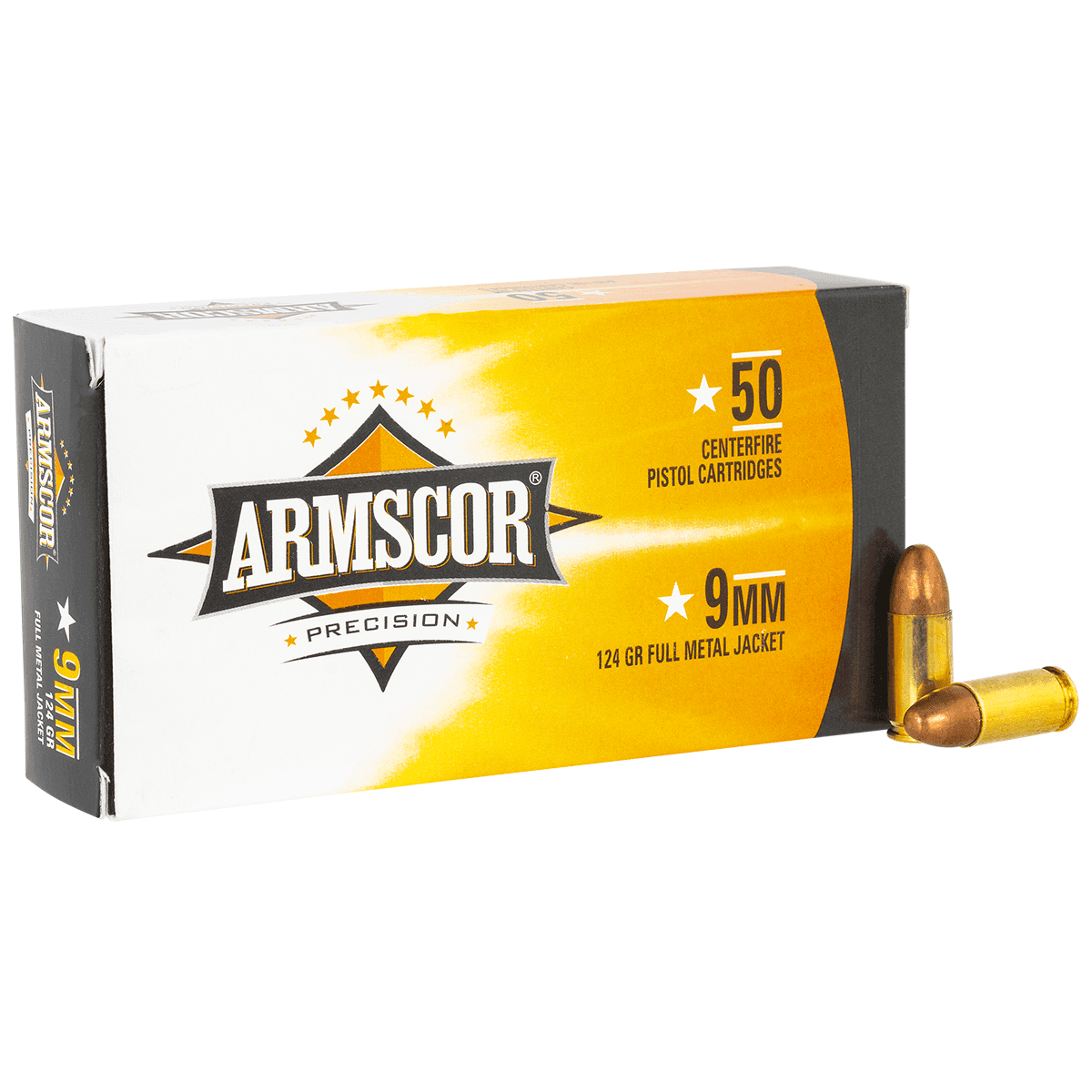 Armscor 50041 Precision 9mm Luger 124gr Full Metal Jacket 50 Per Box Armscor 50041 Precision 9mm Luger 124gr Full Metal Jacket 50 Per Box