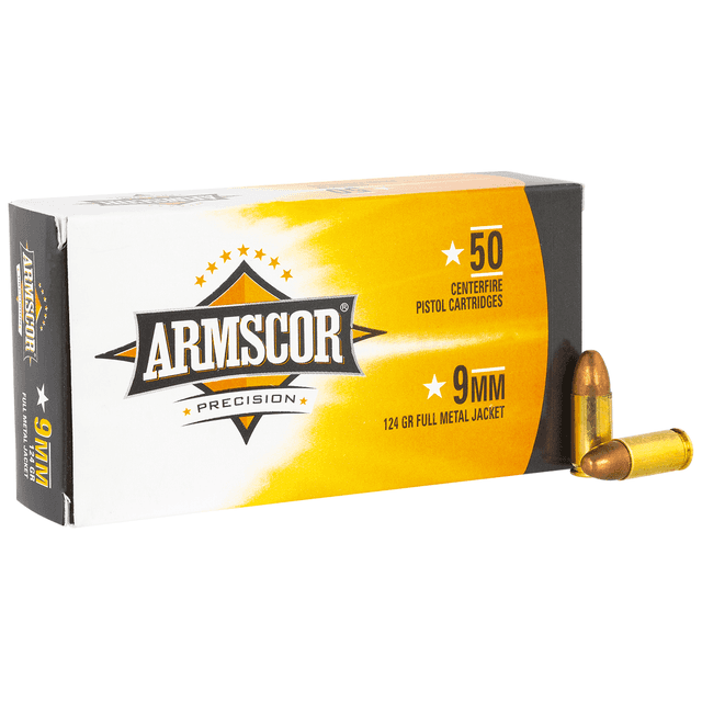 Armscor 50041 Precision 9mm Luger 124gr Full Metal Jacket 50 Per Box Armscor 50041 Precision 9mm Luger 124gr Full Metal Jacket 50 Per Box