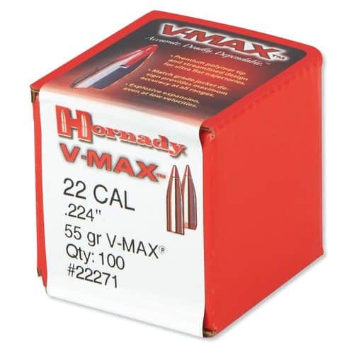 Hornady 22271 V-Max 22 Cal .224 55 gr V Max 100 Per Box Hornady 22271 V-Max 22 Cal .224 55 gr V Max 100 Per Box