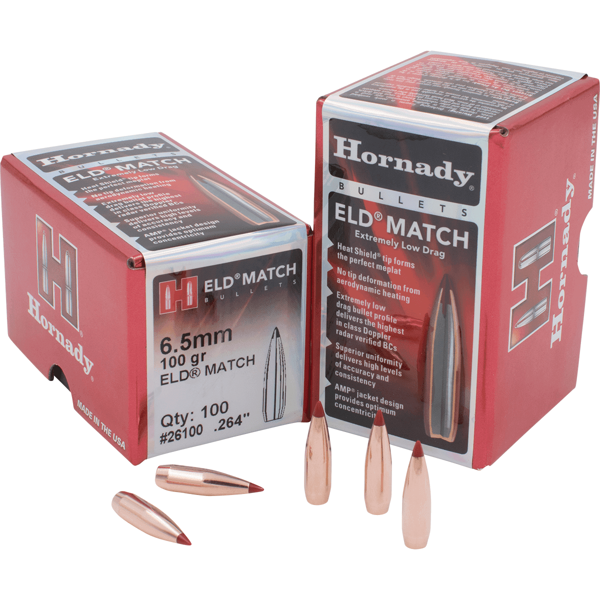 Hornady 26100 ELD Match Reloading Bullets 6.5mm .264 100 gr Extremely Low Drag Match 100 Per Box Hornady 26100 ELD Match Reloading Bullets 6.5mm .264 100 gr Extremely Low Drag Match 100 Per Box