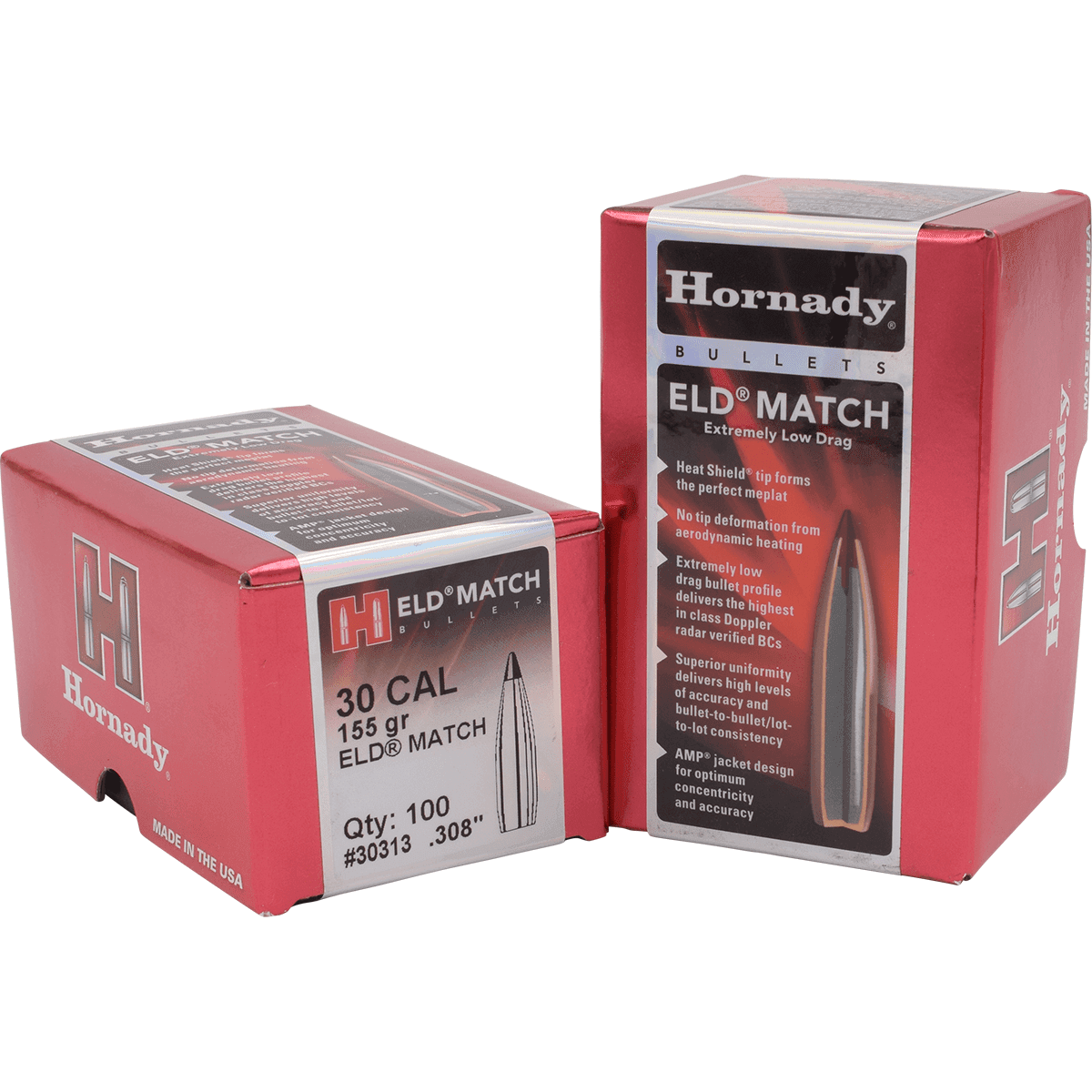 Hornady 30313 ELD Match 30 Cal .308 155 gr Extremely Low Drag Match 100 Per Box Hornady 30313 ELD Match 30 Cal .308 155 gr Extremely Low Drag Match 100 Per Box