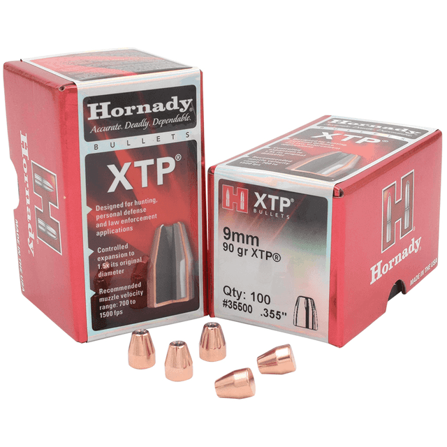 Hornady 35500 XTP 9mm .355 90 gr Hollow Point 100 Per Box Hornady 35500 XTP 9mm .355 90 gr Hollow Point 100 Per Box