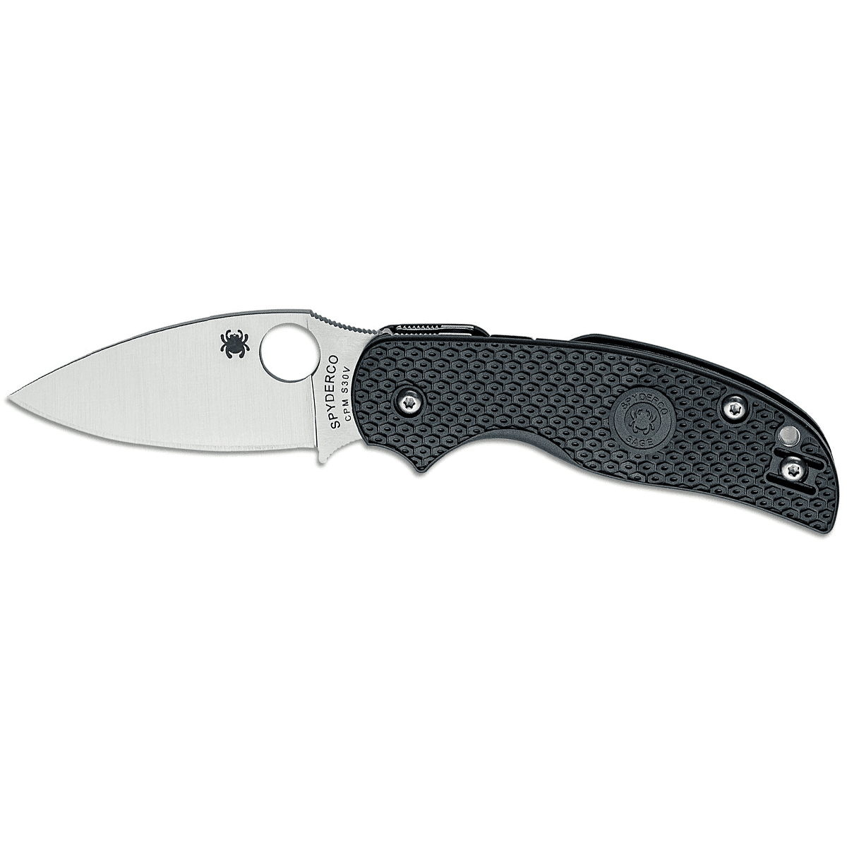 Spyderco C123PBK Sage 5 Lightweight Alzheimer's 3" Folding Plain Satin CPM S30V SS Blade, Black Textured FRN Handle Spyderco C123PBK Sage 5 Lightweight Alzheimer's 3" Folding Plain Satin CPM S30V SS Blade, Black Textured FRN Handle