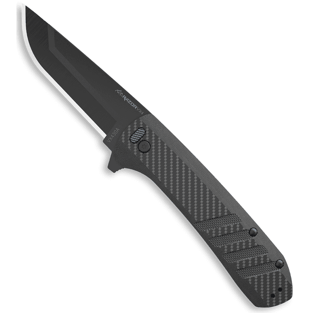 Outdoor Edge VX430A Razor VX4 EDC 3" Folding Drop Point Plain Black Oxide 420J2 SS Blade, Black Textured Carbon Fiber/G10 Handle Outdoor Edge VX430A Razor VX4 EDC 3" Folding Drop Point Plain Black Oxide 420J2 SS Blade, Black Textured Carbon Fiber/G10 Handle