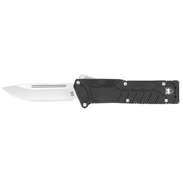 CobraTec Knives BLKSFDNS Special Forces 3.25" OTF Drop Point Plain Satin D2 Steel Blade, 4.75" Black Textured Anodized Aluminum Handle CobraTec Knives BLKSFDNS Special Forces 3.25" OTF Drop Point Plain Satin D2 Steel Blade, 4.75" Black Textured Anodized Aluminum Handle