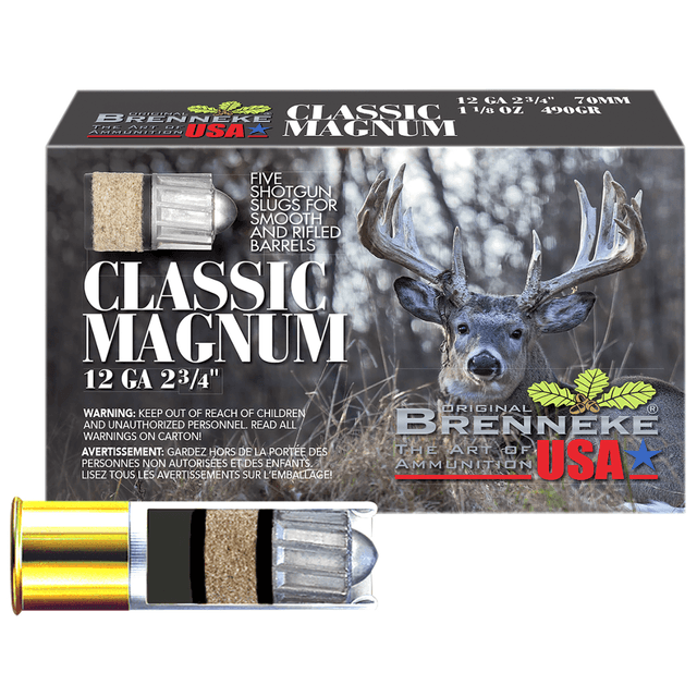 Brenneke Classic Magnum 12 Gauge 2.75" 1 1/8 oz Slug Shot - SL122CLM Brenneke Classic Magnum 12 Gauge 2.75" 1 1/8 oz Slug Shot - SL122CLM