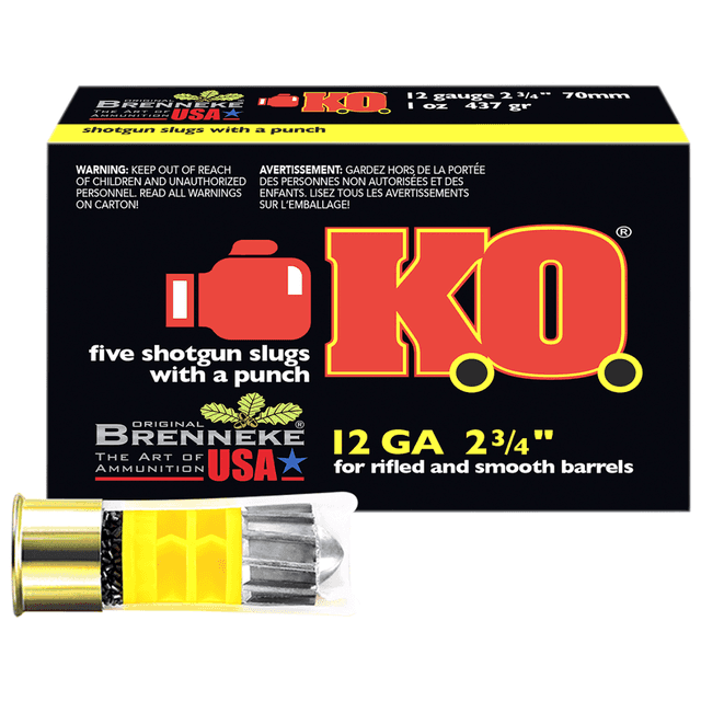 Brenneke K.O. 12 Gauge 2.75" 1 oz Slug Shot - SL122KO Brenneke K.O. 12 Gauge 2.75" 1 oz Slug Shot - SL122KO