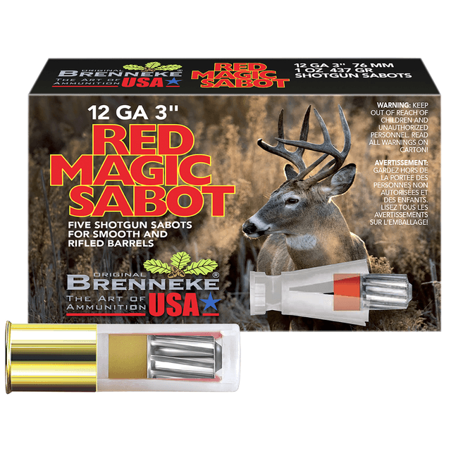 Brenneke Red Magic 12 Gauge Shotgun with 3" 1oz Sabot Slug Shot - SL123RMS Brenneke Red Magic 12 Gauge Shotgun with 3" 1oz Sabot Slug Shot - SL123RMS