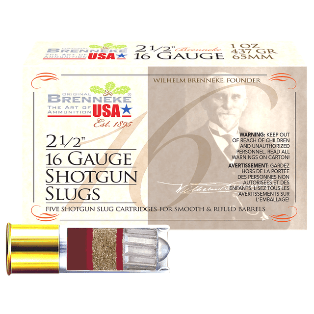Brenneke 16 16 Gauge Shotgun with 2.50" 1oz Slug Shot - SL162BR Brenneke 16 16 Gauge Shotgun with 2.50" 1oz Slug Shot - SL162BR