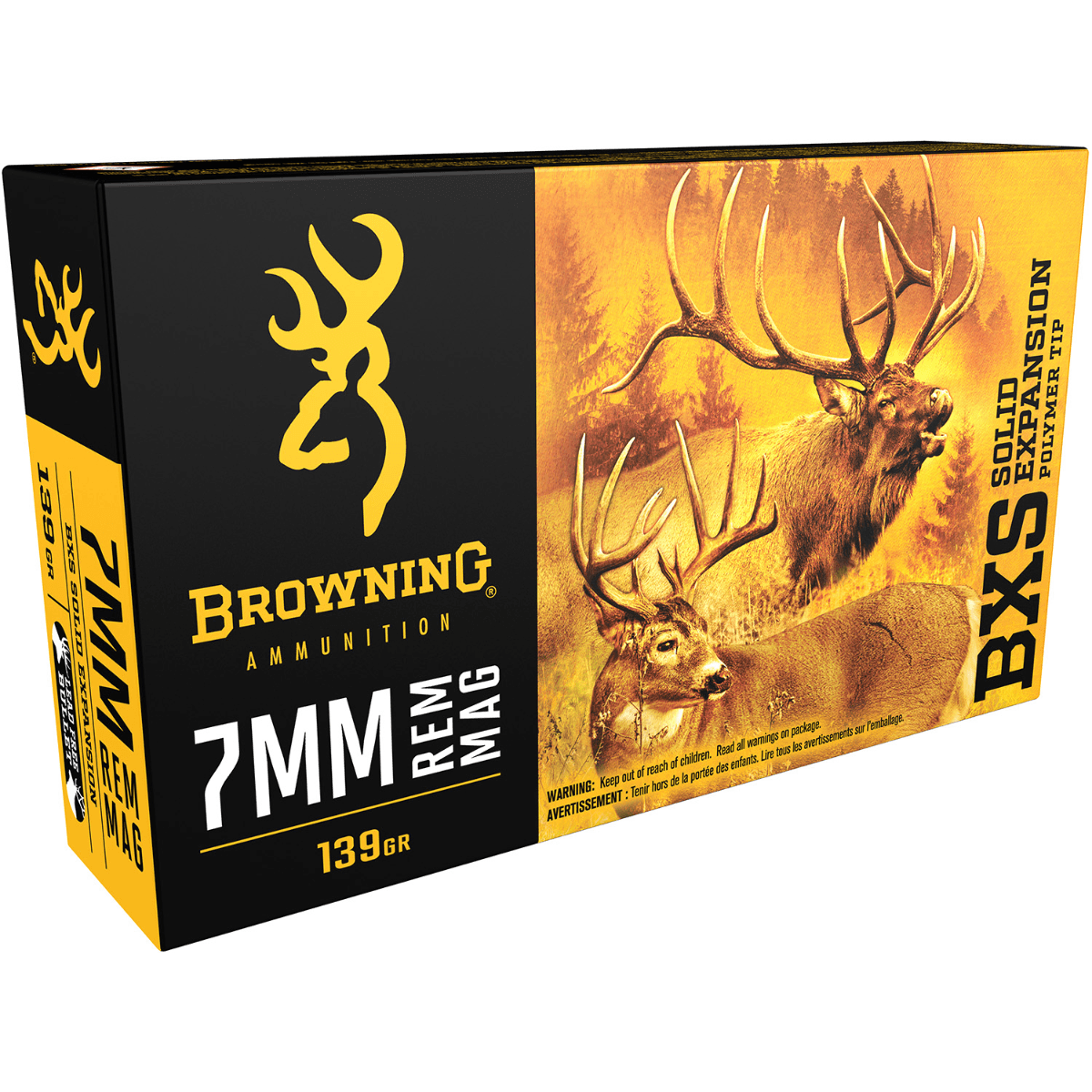 Browning BXS Copper Expansion 7mmRem Mag Ammunition - 139gr Lead Free Solid Expansion Polymer Tip - 20 Per Box/10 Case - B192400071 Browning BXS Copper Expansion 7mmRem Mag Ammunition - 139gr Lead Free Solid Expansion Polymer Tip - 20 Per Box/10 Case - B192400071