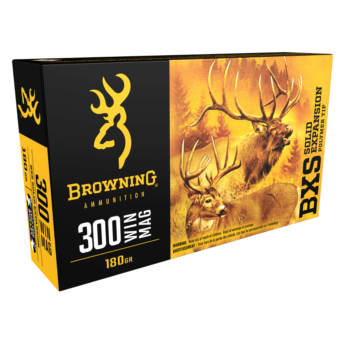 Browning BXS Copper Expansion 300Win Mag Ammunition - 180gr Lead Free Solid Expansion Polymer Tip - 20 Per Box/10 Case - B192403001 Browning BXS Copper Expansion 300Win Mag Ammunition - 180gr Lead Free Solid Expansion Polymer Tip - 20 Per Box/10 Case - B192403001