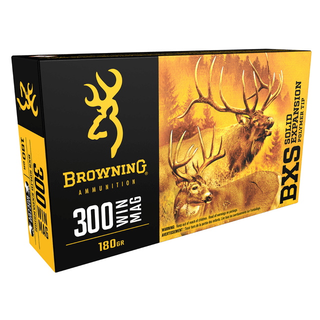 Browning BXS Copper Expansion 300Win Mag Ammunition - 180gr Lead Free Solid Expansion Polymer Tip - 20 Per Box/10 Case - B192403001 Browning BXS Copper Expansion 300Win Mag Ammunition - 180gr Lead Free Solid Expansion Polymer Tip - 20 Per Box/10 Case - B192403001