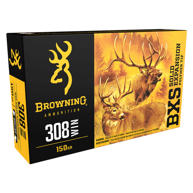 Browning BXS Copper Expansion 308Win Ammunition - 150gr Lead Free Solid Expansion Polymer Tip - 20 Per Box/10 Case - B192403081 Browning BXS Copper Expansion 308Win Ammunition - 150gr Lead Free Solid Expansion Polymer Tip - 20 Per Box/10 Case - B192403081