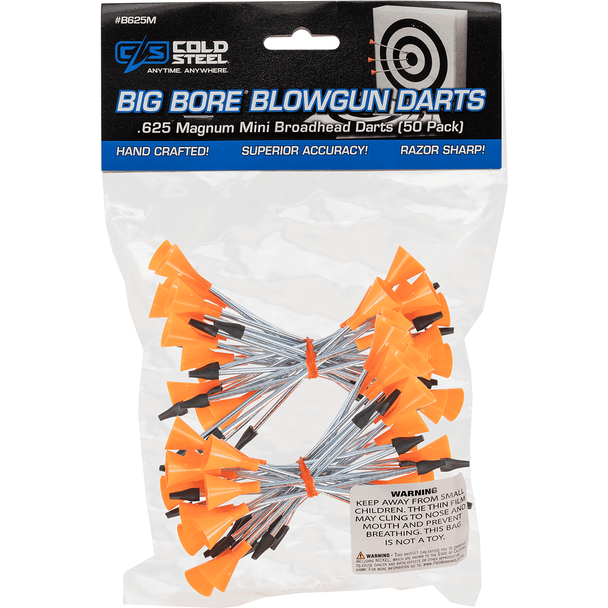 Cold Steel CSB625M Mini Broadhead Darts .625 Cal, Orange/Silver 50 Darts Cold Steel CSB625M Mini Broadhead Darts .625 Cal, Orange/Silver 50 Darts