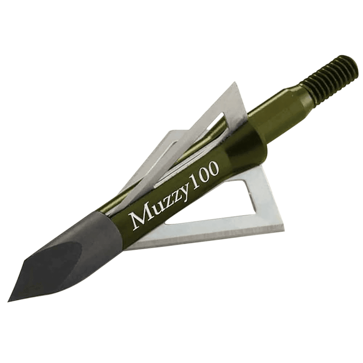 Muzzy 225 3- Blade Broadhead Trocar Tip Anodized Aluminum Ferrule Blades 100 gr/6 Per Pack Muzzy 225 3- Blade Broadhead Trocar Tip Anodized Aluminum Ferrule Blades 100 gr/6 Per Pack