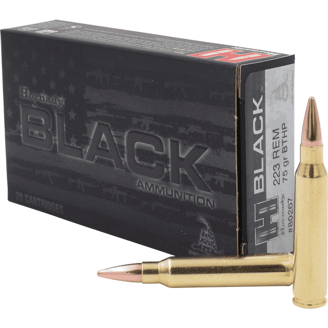 Hornady 80267 Black 223 Rem 75 gr Boat Tail Hollow Point 20 Per Box Hornady 80267 Black 223 Rem 75 gr Boat Tail Hollow Point 20 Per Box