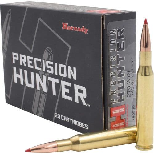 Hornady Precision Hunter .270 Winchester Ammunition 20 Rounds ELD-X 145 Grains 80536 Hornady Precision Hunter .270 Winchester Ammunition 20 Rounds ELD-X 145 Grains 80536