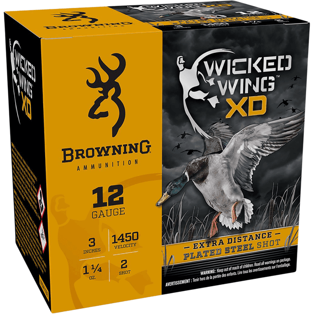 Browning Wicked Wing XD 12 Gauge Shotgun Ammunition - 3" 1 1/4oz 2Shot - 25 Rounds - B193411232 Browning Wicked Wing XD 12 Gauge Shotgun Ammunition - 3" 1 1/4oz 2Shot - 25 Rounds - B193411232
