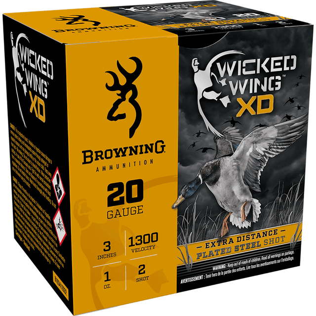 Browning Wicked Wing XD 20 Gauge Shotgun Ammunition - 3" 1oz 2Shot - 25 Rounds - B193412032 Browning Wicked Wing XD 20 Gauge Shotgun Ammunition - 3" 1oz 2Shot - 25 Rounds - B193412032