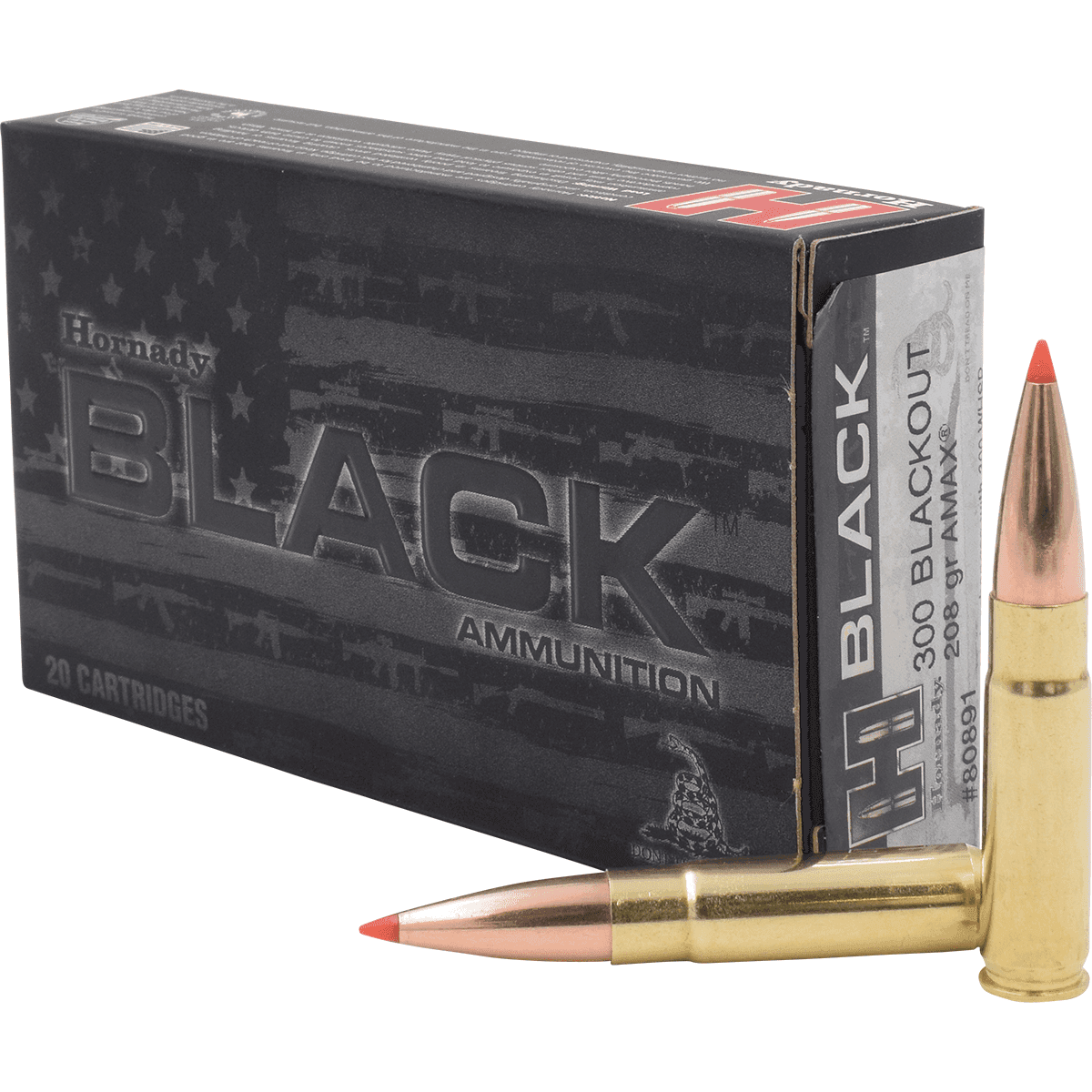 Hornady Black 208 Grain A-Max Brass .300 AAC Blackout Rifle Ammo Hornady Black 208 Grain A-Max Brass .300 AAC Blackout Rifle Ammo