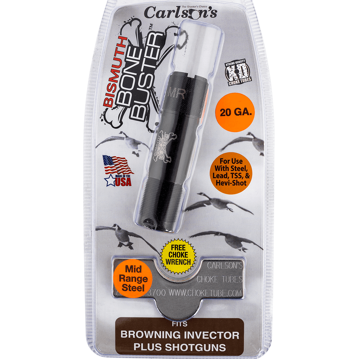Carlson's Choke Tubes 09220 Bismuth Bone Buster Browning Invector-Plus 20 Gauge Mid-Range 17-4 Stainless Steel Carlson's Choke Tubes 09220 Bismuth Bone Buster Browning Invector-Plus 20 Gauge Mid-Range 17-4 Stainless Steel