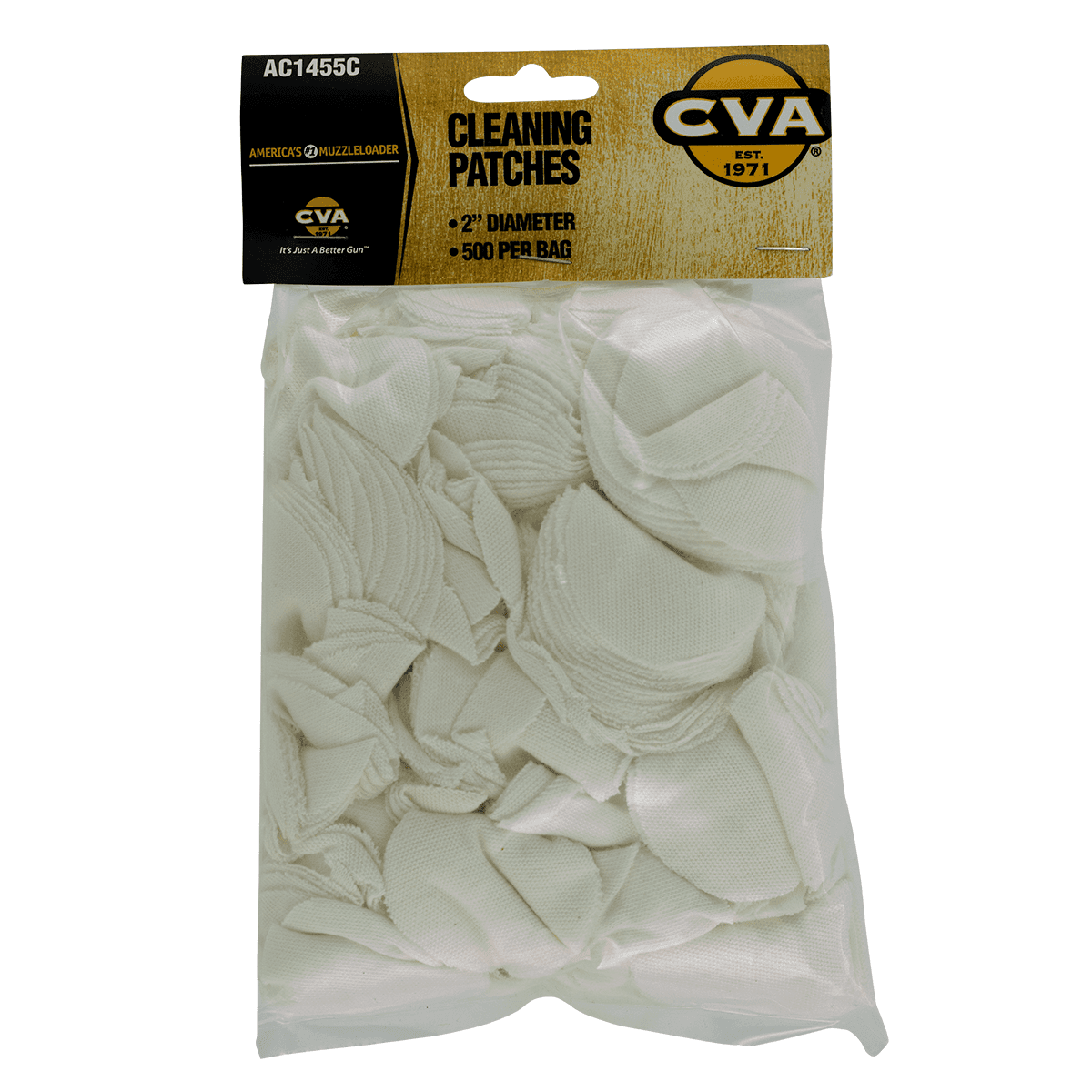 CVA AC1455C Cleaning Patches 2" Cotton 500 Per Pkg CVA AC1455C Cleaning Patches 2" Cotton 500 Per Pkg