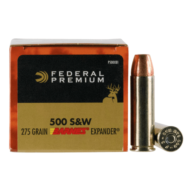 Federal Premium .500 S&W Mag 275gr Barnes Expander BRX, 20 Rounds Per Box - P500XB1 Federal Premium .500 S&W Mag 275gr Barnes Expander BRX, 20 Rounds Per Box - P500XB1