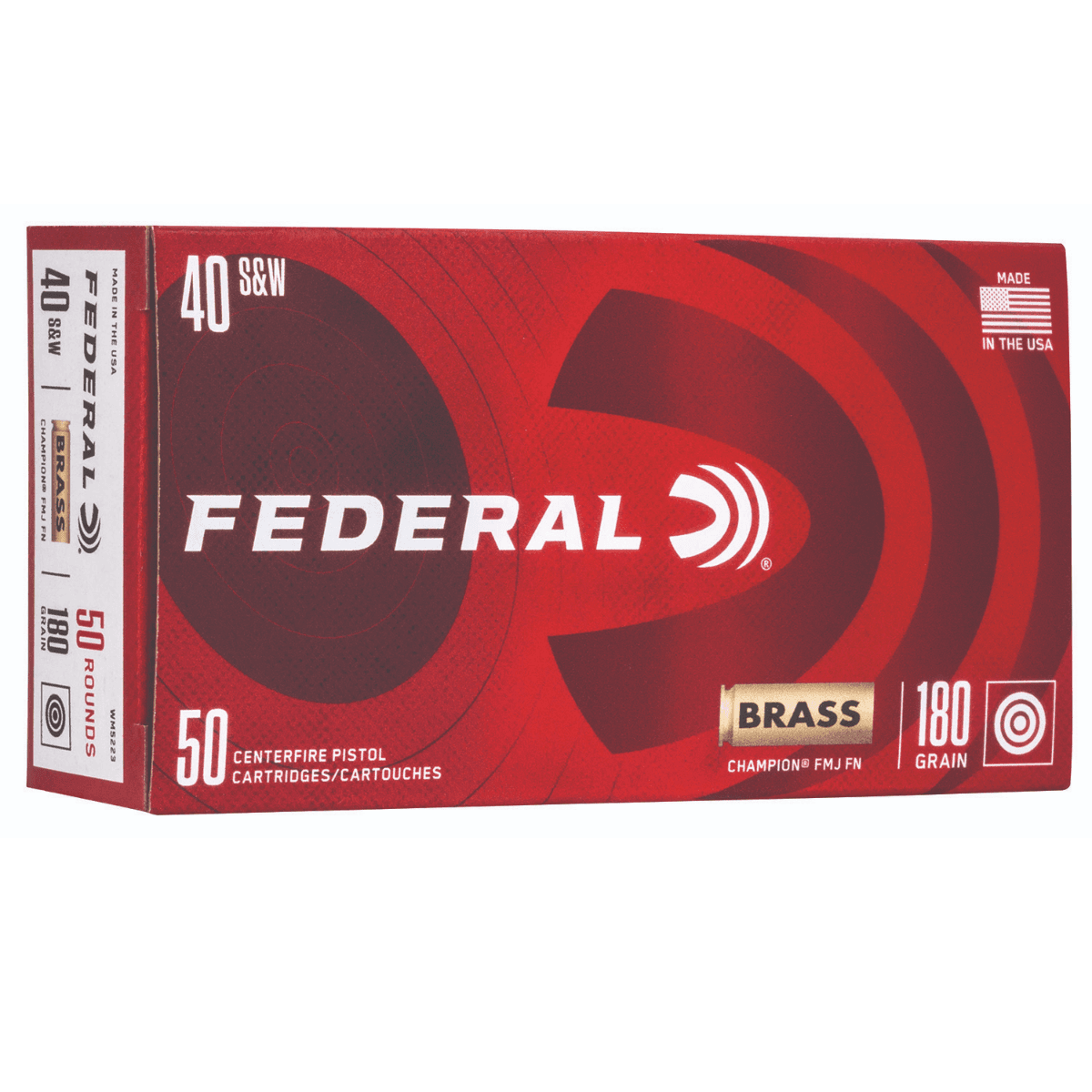 Federal Champion Training .40 S&W 180gr Full Metal Jacket, 50 Rounds Per Box - WM5223 Federal Champion Training .40 S&W 180gr Full Metal Jacket, 50 Rounds Per Box - WM5223