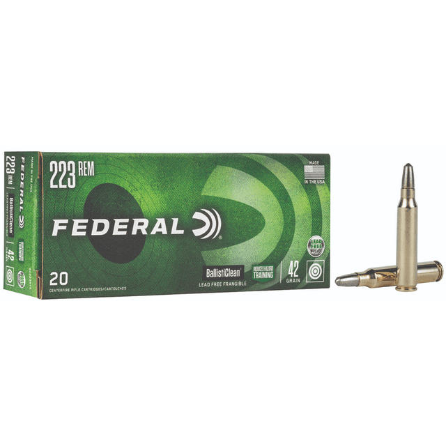 Federal BallistiClean Reduced Hazard Training .223 Rem 42gr Lead-Free Frangible, 20 Rounds Per Box - BC223NT5 Federal BallistiClean Reduced Hazard Training .223 Rem 42gr Lead-Free Frangible, 20 Rounds Per Box - BC223NT5