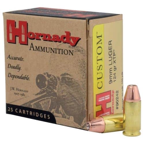 Hornady 90242 Custom 9mm Luger 124 gr Hornady XTP Hollow Point 25 Per Box Hornady 90242 Custom 9mm Luger 124 gr Hornady XTP Hollow Point 25 Per Box