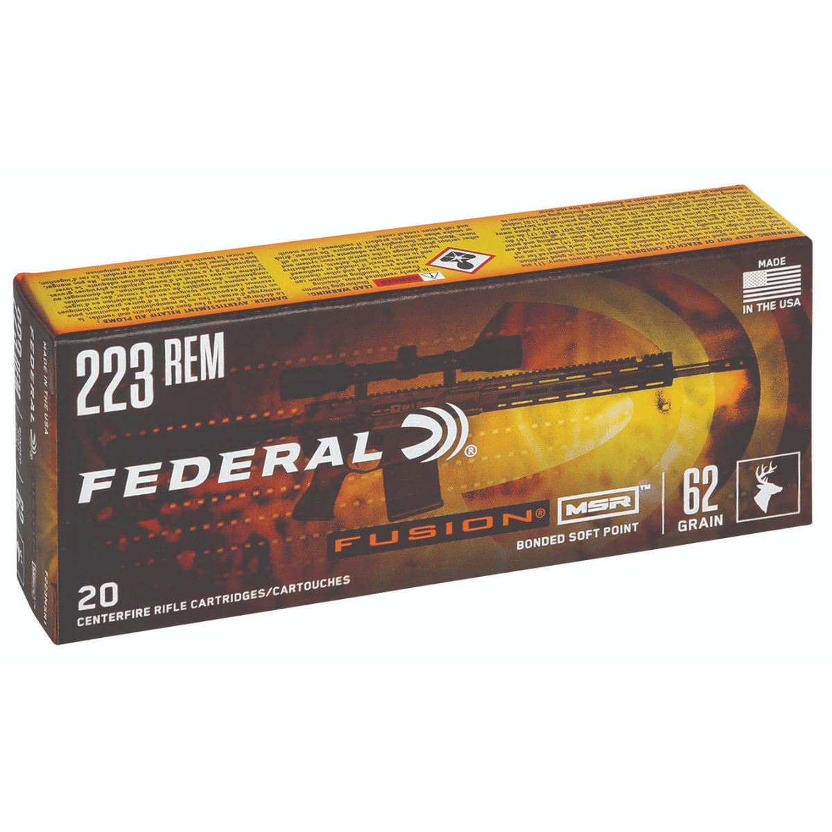 Federal Fusion MSR .223 Rem 62gr Bonded Soft Point, 20 Rounds Per Box - F223MSR1 Federal Fusion MSR .223 Rem 62gr Bonded Soft Point, 20 Rounds Per Box - F223MSR1