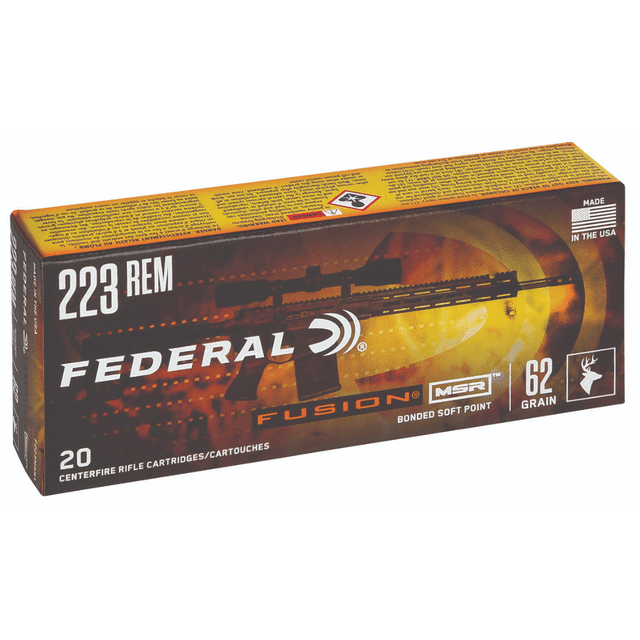 Federal Fusion MSR .223 Rem 62gr Bonded Soft Point, 20 Rounds Per Box - F223MSR1 Federal Fusion MSR .223 Rem 62gr Bonded Soft Point, 20 Rounds Per Box - F223MSR1
