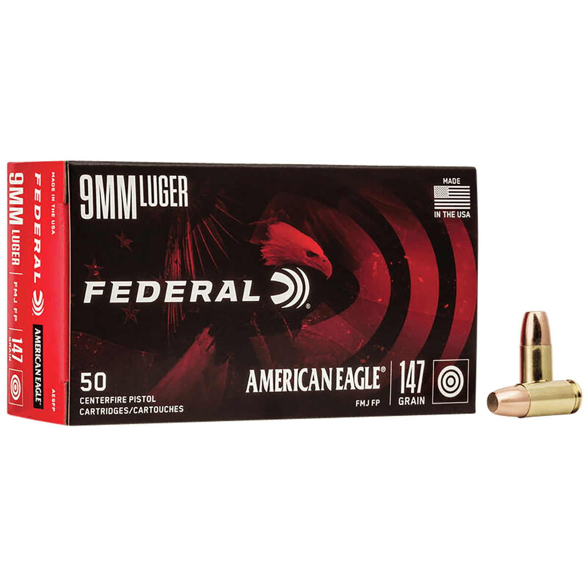 Federal American Eagle Handgun 9mmLuger Ammunition - AE9FP Federal American Eagle Handgun 9mmLuger Ammunition - AE9FP