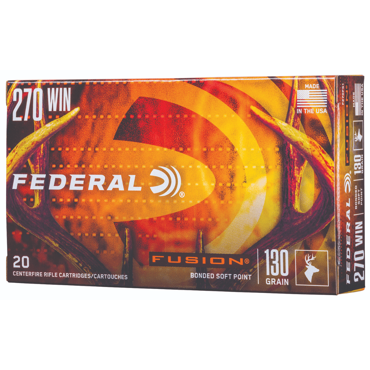 Federal Fusion .270 Win 130gr Bonded Soft Point, 20 Rounds Per Box - F270FS1 Federal Fusion .270 Win 130gr Bonded Soft Point, 20 Rounds Per Box - F270FS1