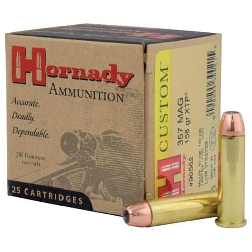 Hornady Custom .357 Magnum Ammunition 25 Rounds 158 Grain Hornady XTP Jacketed Hollow Point 1250fps Hornady Custom .357 Magnum Ammunition 25 Rounds 158 Grain Hornady XTP Jacketed Hollow Point 1250fps