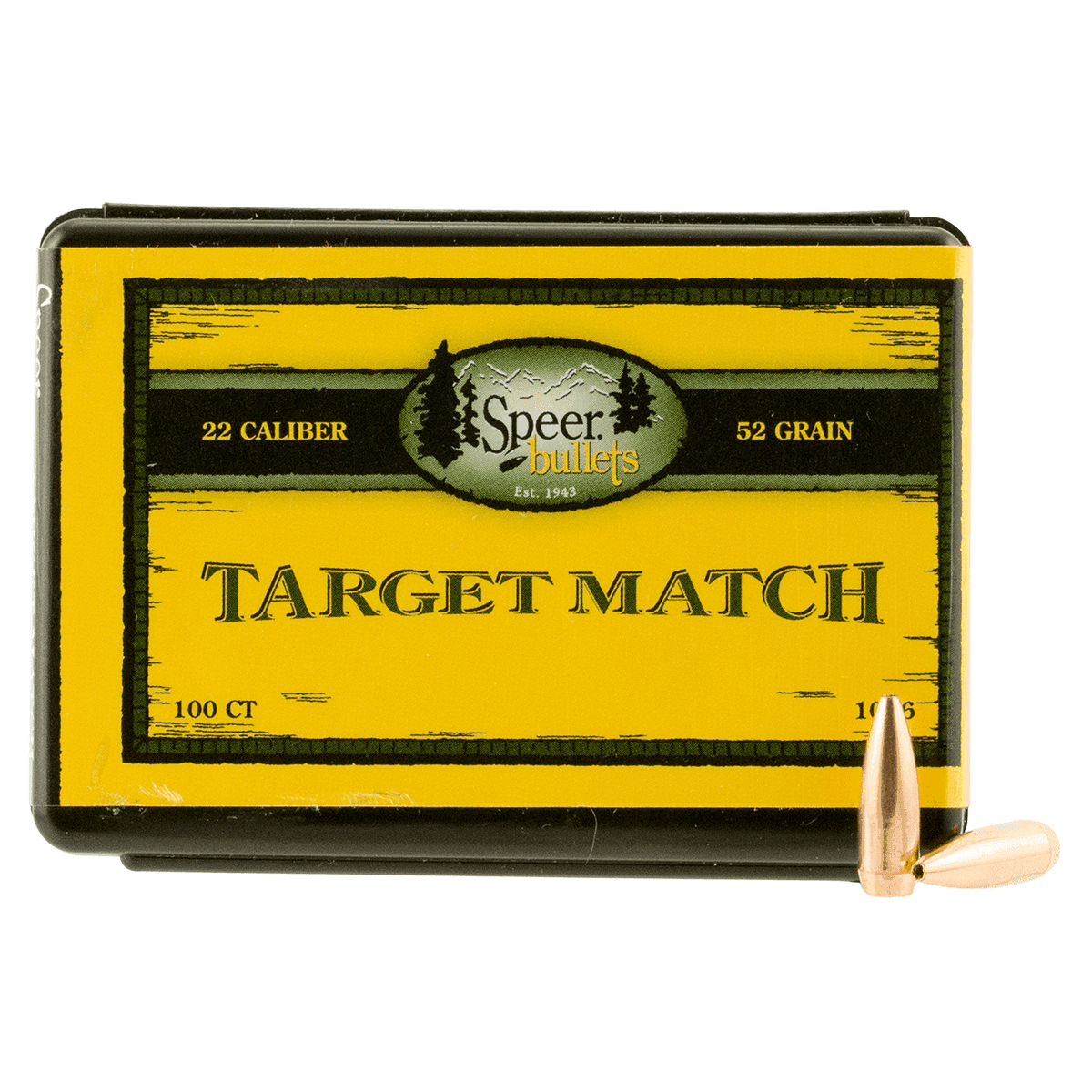 Speer Bullets 1036 Rifle Plinking Target Match .224 52 gr Hollow Point Boat Tail Speer Bullets 1036 Rifle Plinking Target Match .224 52 gr Hollow Point Boat Tail