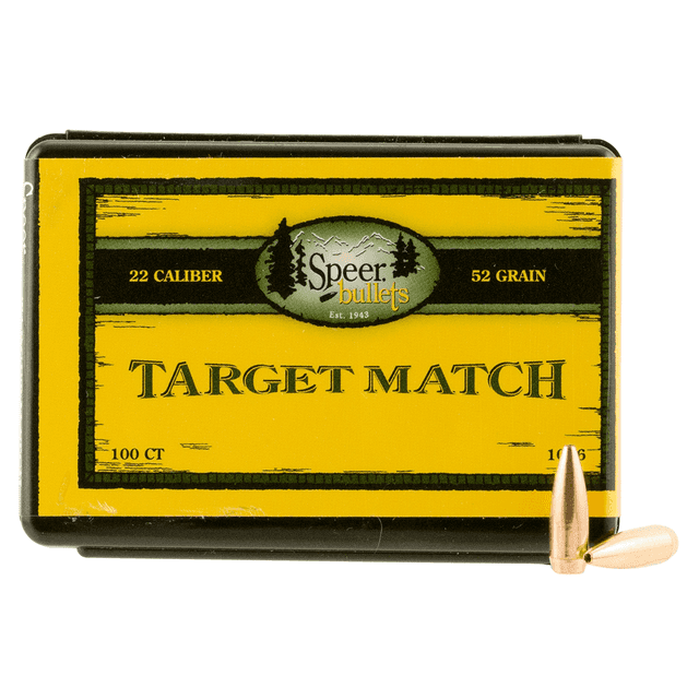 Speer Bullets 1036 Rifle Plinking Target Match .224 52 gr Hollow Point Boat Tail Speer Bullets 1036 Rifle Plinking Target Match .224 52 gr Hollow Point Boat Tail