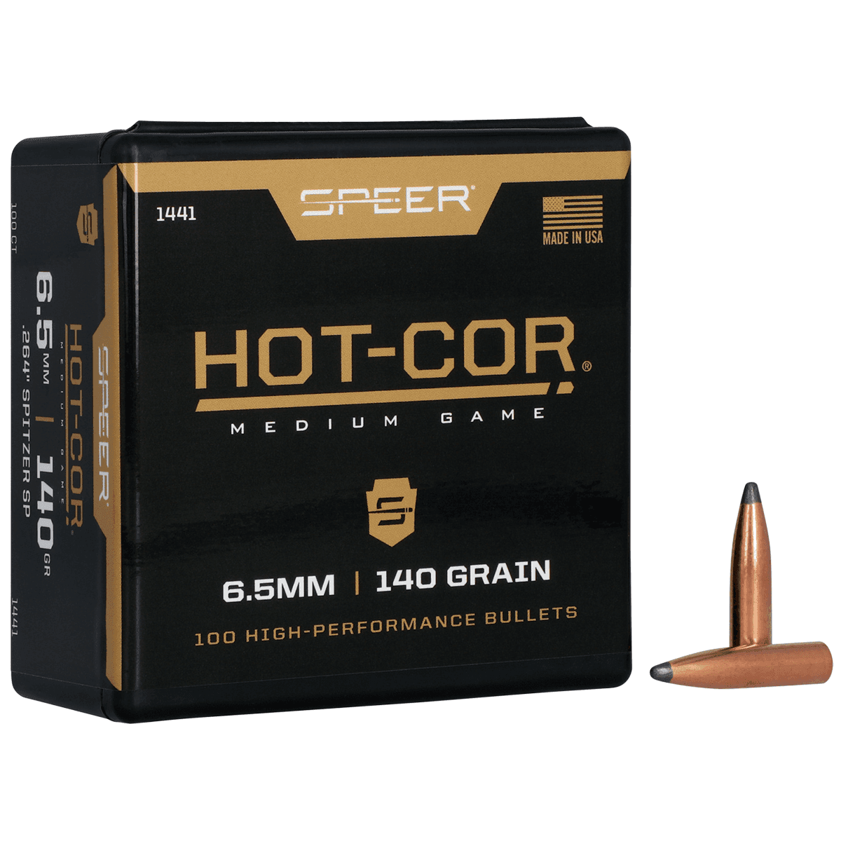 Speer 1441 Hot-Cor 264 Cal .26 140 gr Spitzer Soft Point 100 Per Box Speer 1441 Hot-Cor 264 Cal .26 140 gr Spitzer Soft Point 100 Per Box
