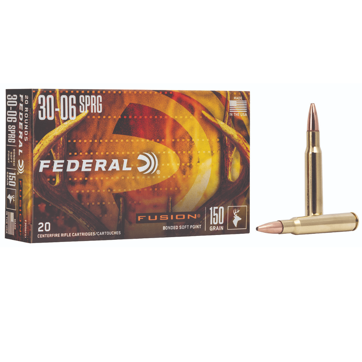 Federal Fusion .30-06 Springfield 150gr Bonded Soft Point, 20 Rounds Per Box - F3006FS1 Federal Fusion .30-06 Springfield 150gr Bonded Soft Point, 20 Rounds Per Box - F3006FS1