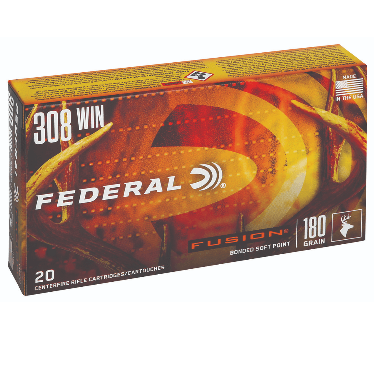 Federal Fusion .308 Win 180gr Bonded Soft Point, 20 Rounds Per Box - F308FS3 Federal Fusion .308 Win 180gr Bonded Soft Point, 20 Rounds Per Box - F308FS3